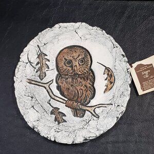 A Unique And Special Clay Plaque Depicting An Owl On A Tree Branch Mt. St. Helen